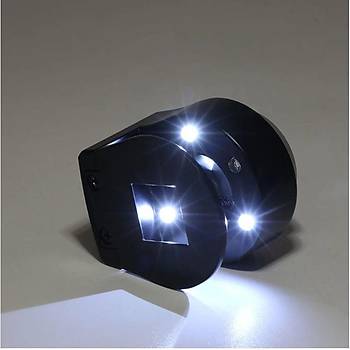 30X Lüp Kumaş Katlanır Metal Ölçekli Büyüteç Optik Cam Lens 6 Led UV/Beyaz