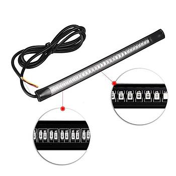 Motosiklet Fren ve Dn Sinyali Plaka 48 LED Ik Esnek Kuyruk erit 50cm Kablo