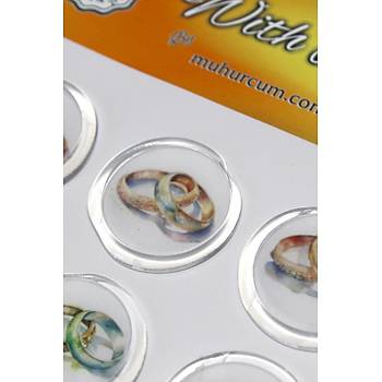 Mühürcüm 12 Adet Hazır Kendinden Yapışkanlı Yüzük Davetiye Sticker Mühür KYSM111