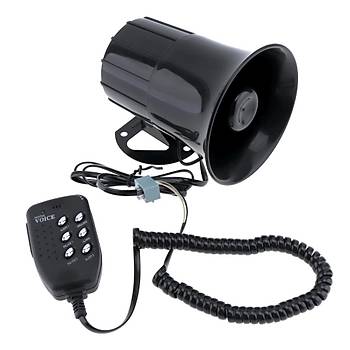 Ara Motosiklet Megafon Hoparlr 115db 100W 12V 6 Farkl Siren Sesi Mikrofon