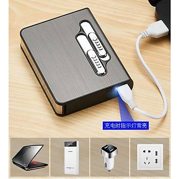 Tungsten Kzdrmal akmak ve 10 Sigara Kapasiteli Tama Kutusu USB arjl