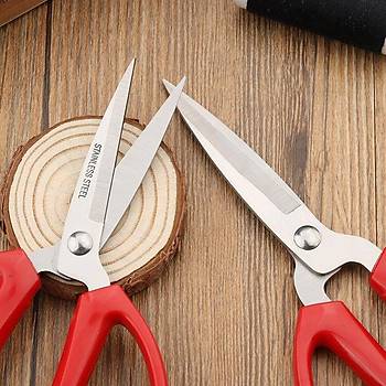 Dayanıklı Keskin 420 Paslanmaz Çelik Makas 20cm Kırmızı ABS Elastik Saplı