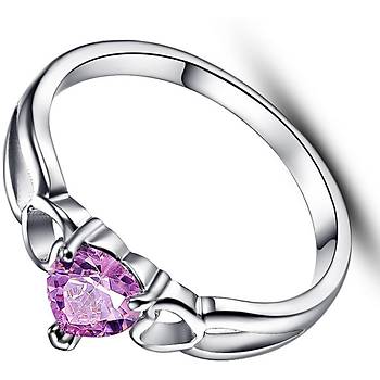 PEMBE TOPAZ 18K BEYAZ ALTIN KAPLAMA ALYANS