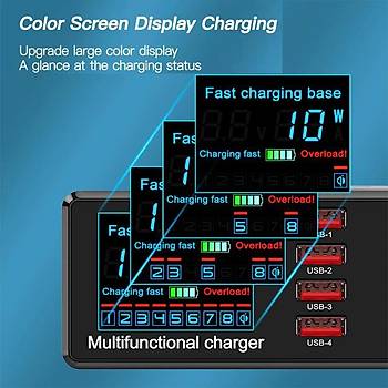 100W 8 Port USB Hızlı Şarj Cihazı PD QC3.0 HUB Qi Kablosuz Şarj 