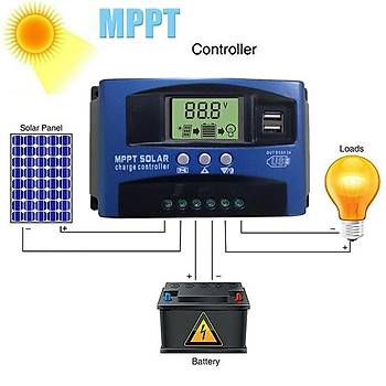 MPPT 100A Solar Þarj Regülatörü 12-24V LCD Ekran Þarj Kontrolörü