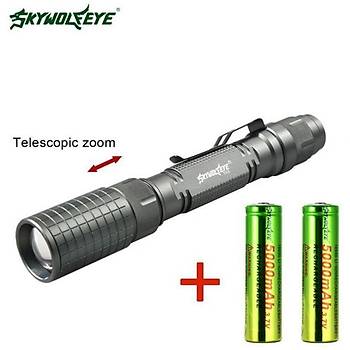 8000lm Zoom CREE XM-L T6 LED El Feneri 2x18650 Pil Su Geirmez