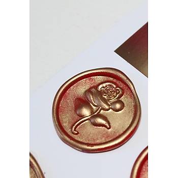 M�h�rc�m Red Gold Rosebuds 12 Adet 3D Haz�r Kendinden Yap��kanl� Sticker M�h�r RM2105