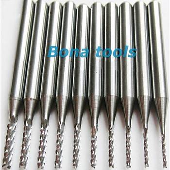 Tungsten Karbür PCB Kesme Oyma CNC Freze Uç 0.6-1.5mm 10lu Set