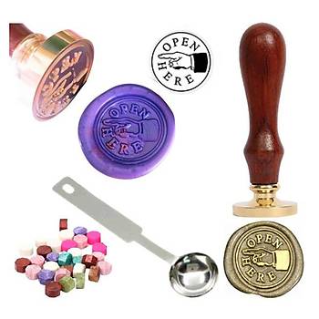 Mektup Damga Mühürü Open Here + 30 Mühür Mumu + Eritme Kaşığı
