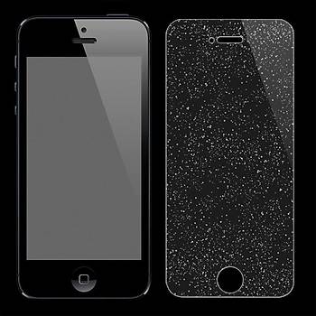 iPhone 5 5S İçin Diamond Simli Ekran Koruyucu Tamperli Cam Seffaf Renk Pullu