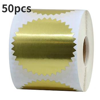 Alüminyum Kendinden Yapışkanlı Etiket Gold Renk 50 adet 50mm Çap 