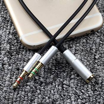 Pc 3.5mm Stereo Ses ve Mikrofon Y Spilitter Kablosu 35 cm + 150 cm Uzatma 