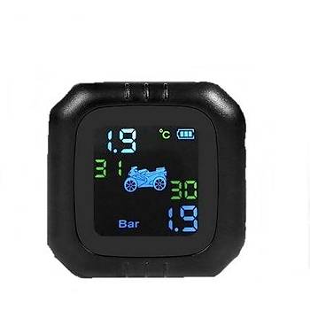 Motosiklet TPMS Gerçek Zamanlı Lastik Basıncı İzleme Sistemi Kablosuz Lcd Ekran 