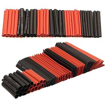Poliolefin Is Shrink Boru Tp Sleeving Wrap Tel Kablo Yaltm Siyah Krmz 2:1 127 Adet