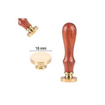 Mühürcüm Mührü Mumu Damga 10 mm Yuvarlak Boş Pirinç Kafa + Ahşap Sap R5799O10