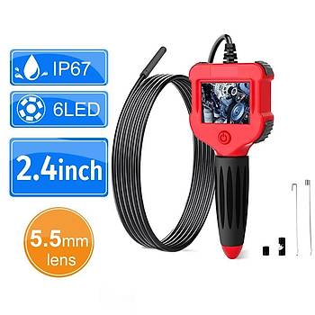 Endüstriyel Endoskop Muayene Kamerası 5.5mm 2.4 inç HD Ekran 5mt