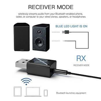 Bluetooth 5.0 Stereo Ses Alıcı Verici Mini 3.5mm AUX  TV PC Araç Kablosuz Adaptör