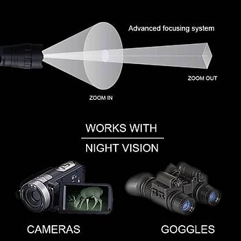 10W 940nm IR Led Gece Görüş Kızılötesi Odaklanabilir Taktik El Feneri Avcılık 