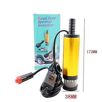 Dalgıç Pompa 12V Yakıt Yağ Su Pompası 12L/dk. 360° Filtre Çelik 