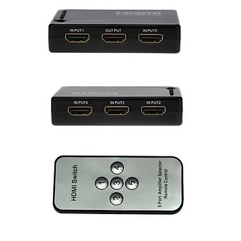 HDMI 1080p Hd Spilitter 5 Port Datc Hub Kutusu ve Uzaktan Kumanada