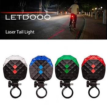 Bisiklet Lazerli Led Kuyruk Gece Uyarı İkaz Lambası