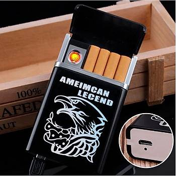Alevsiz USB Şarjlı Paket İçi Gizli Çakmak Sigara Paketi Muhafaza Kutusu