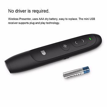 Doosl Kablosuz Sunum Kumandası RF 2.4GHz PPT Powerpoint Clicker USB Alıcılı 