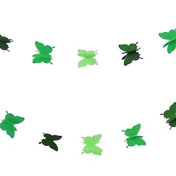 D���n Do�um G�n� Parti Dekoru Ka��t Kelebek Dizesi Degrade Ye�il