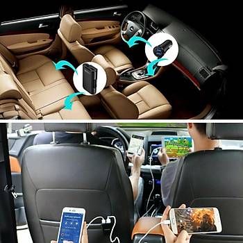 QC3.0 Araç Şarj 4 USB Portlu Ön Arka Koltuk Klip Yolcu Adaptörü 
