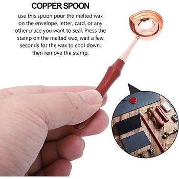 Ahşap Sap Mum Mühürü Eritme Kaşığı Paslanmaz Çelik Rose Gold