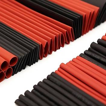 Poliolefin Is Shrink Boru Tp Sleeving Wrap Tel Kablo Yaltm Siyah Krmz 2:1 127 Adet