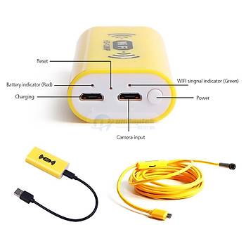 Wifi Endoskop Kamera 8mm 8 Led 1200P 3.5mt Sert Kablo Su Geçirmez