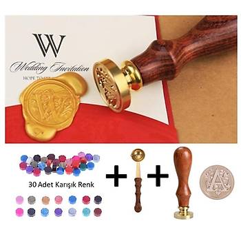 Retro Mektup M�h�r� Damga A Harfi + 30 Adet M�h�r Mumu + Eritme Ka����