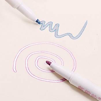 Çift Hat Out Line Pen 12 Renk Kontür Vurgulayıcı Dekoratif 2mm Uç