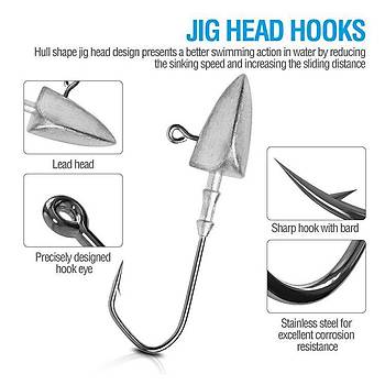 PROFISHER 5 Adet Platin Kur�un Jiket Kafa Karbon �elik Kanca 4,0 gr