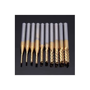 PCB Mini Karbür Freze Kesici 1.0-3.0mm 10 lu Set 3.175mm Shank