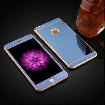 iPhone 6 6S İçin Ön/Arka Mirror Aynalı Ekran Koruyucu Tamperli Cam Lacivert Renk