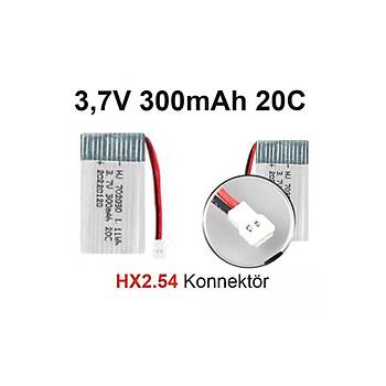 Lipo Pil 3.7V 250mAh 20C Dron ve RC Model Bataryası HX2.54 Soket