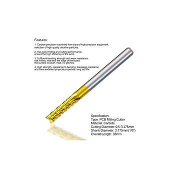 Titanyum Kaplı Tungsten Çelik CNC Freze PCB Kesici 0,5 - 3,175mm