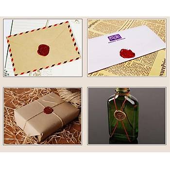 Retro Mektup Mühürü Damga 1 Kalp 3 Gül + 30 Adet Mühür Mumu + Eritme Kaşığı