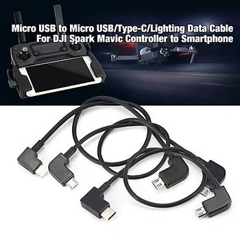 DJI Mavic Pro 3 x Kumanda dan Telefona Veri Kablosu IOS/Micro/Tip-C 
