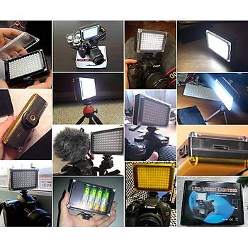 DSLR Kamera Üzerine Şarj Edilebilir 96 LED Video Işığı ve Filtresi