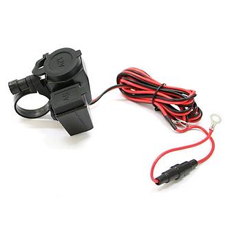 Motosiklet Atv Tekne Su Geçirmez 2.1A USB Şarj 12V Çakmak Yatağı Güç Kaynağı