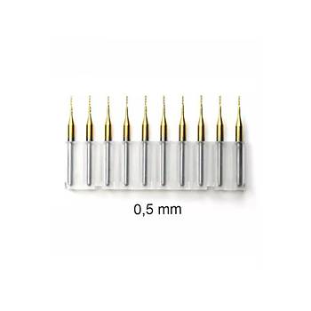 Titanyum Kaplı Tungsten Çelik CNC Freze PCB Kesici 10lu Set 0,5mm