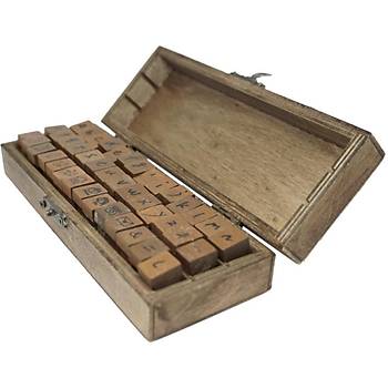 Set Damga Kiti Küçük Harf Ve Sembol Ahşap Kutu Kasa