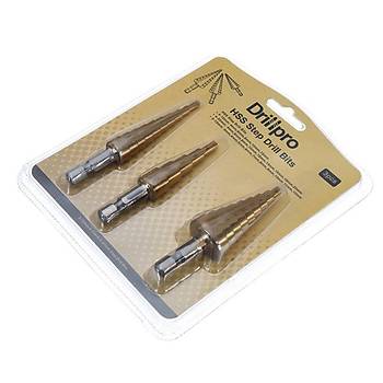 Titanium Kaplı HSS Kademeli Markap Uç 3lü Set 14 Inch Hex Shank 3-12 4-12 4-20mm 
