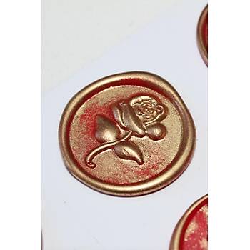 M�h�rc�m Red Gold Rosebuds 12 Adet 3D Haz�r Kendinden Yap��kanl� Sticker M�h�r RM2105