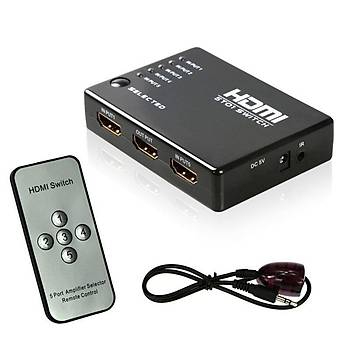 HDMI 1080p Hd Spilitter 5 Port Datc Hub Kutusu ve Uzaktan Kumanada