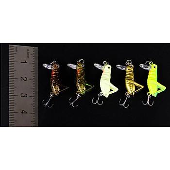 PROFISHER 5 Renk Set 1 Kanca Sahte Yem 3 gr 4 cm Grasshopper