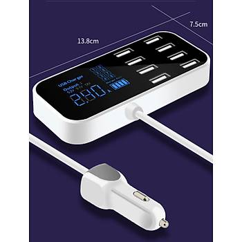 8 USB Portlu LED Ekran Ara ve Masast arj  Adaptr 40W 2.4A 